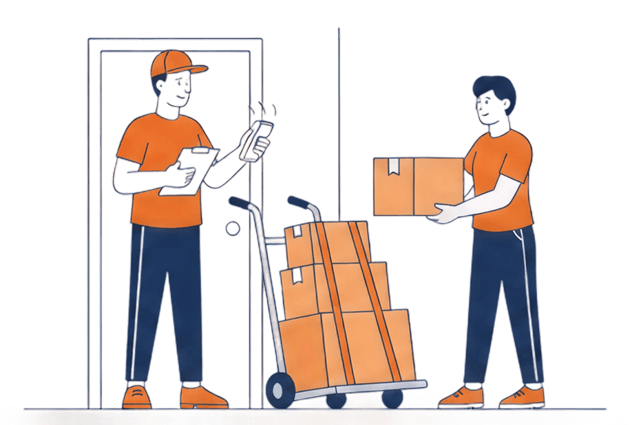 Courier picking up the return package