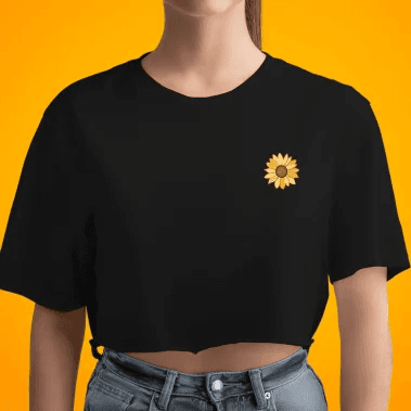 Crop top worn by women embroidered with floral design