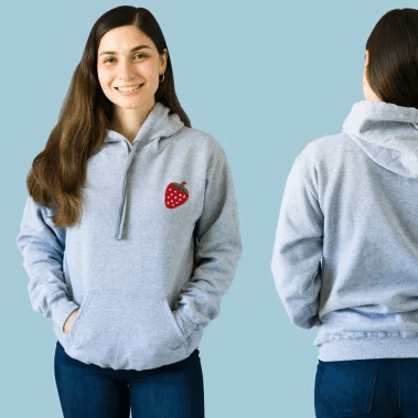 Custom women hoodies embroidered and posed with front & back qikink
