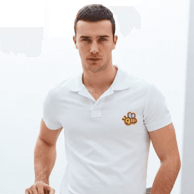 Polo t shirt embroidered and worn by a man qikink