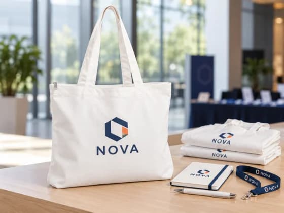 Branded tote bags for a corporate event