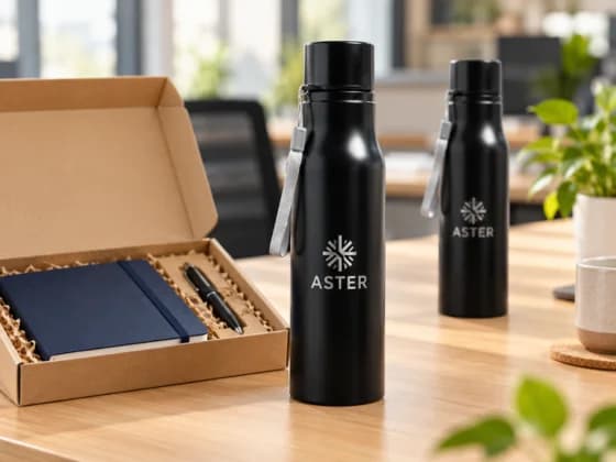 Corporate gift bottles with a company logo