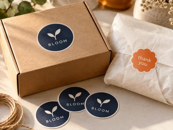 Logo and thank-you stickers for a business