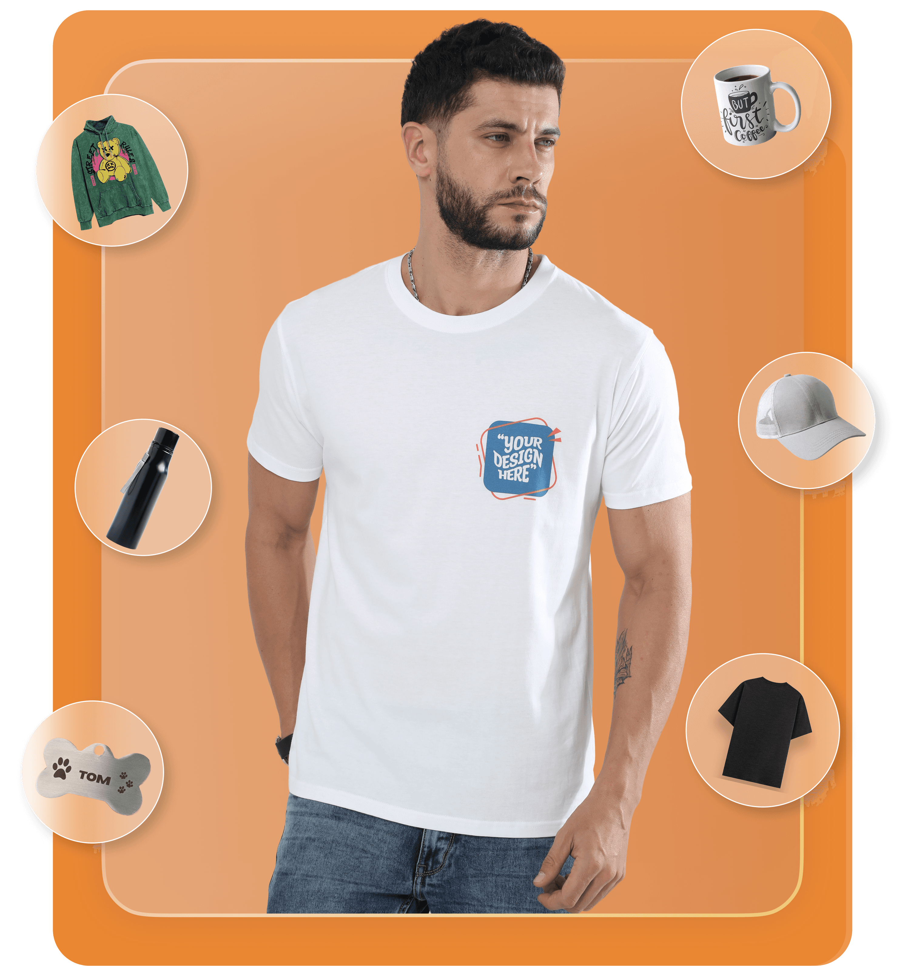 Model wearing t-shirt showcasing Qikink products