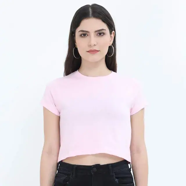 light pink Crop top dropshipping qikink