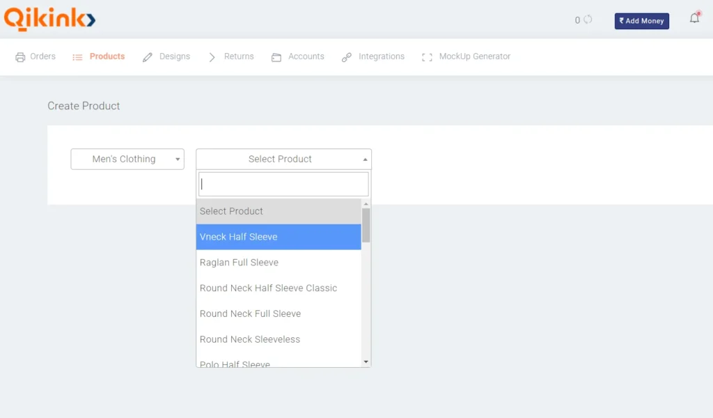 Select product-qikink