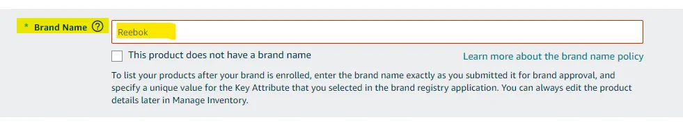 Enter your brand name to sell online