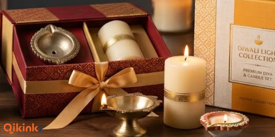 Diwali gift ideas for employees Diya and Candle Set