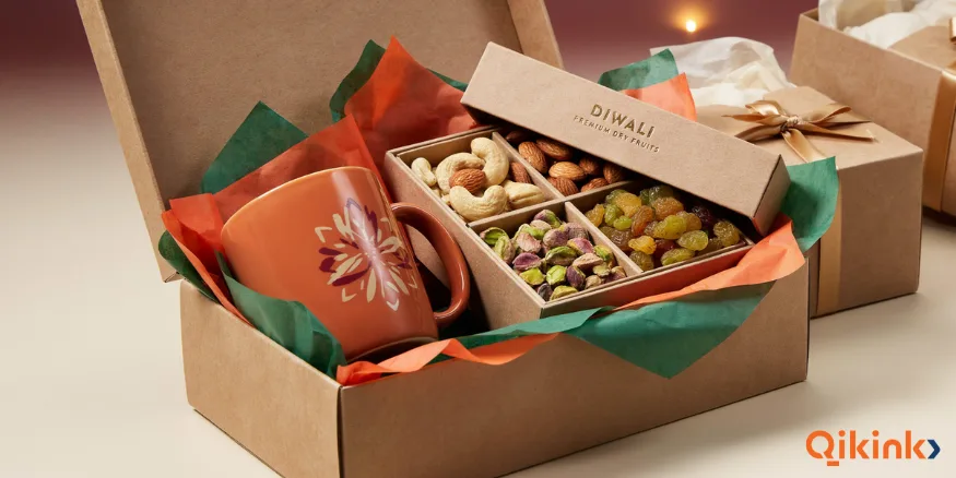 Diwali gift ideas for employees Mug and Dry Fruit Hamper
