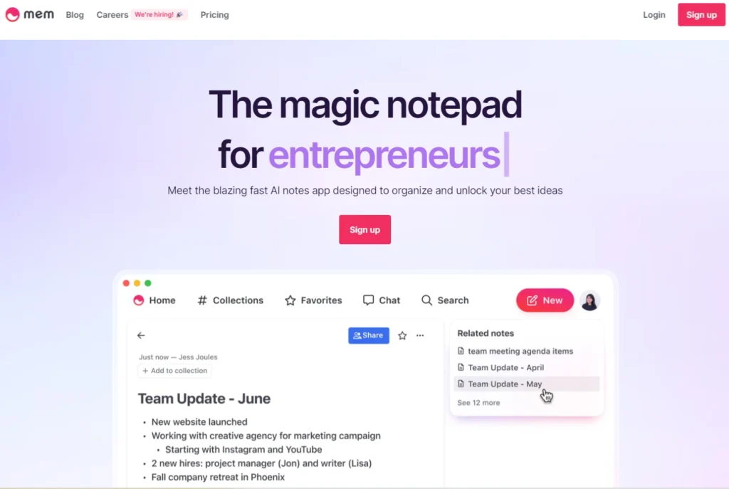 AI tools for eCommerce - Mem AI
