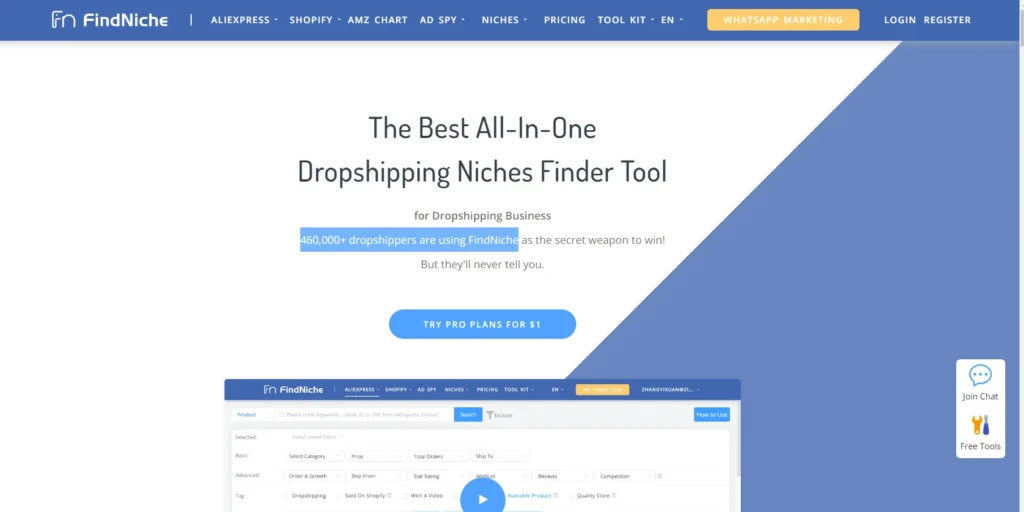 Dropshipping research tool - Findniche