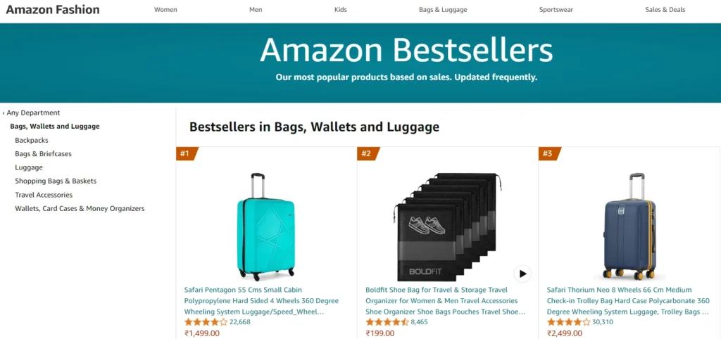 Amazon Popular Selling items - Bags, Wallets and Luggage