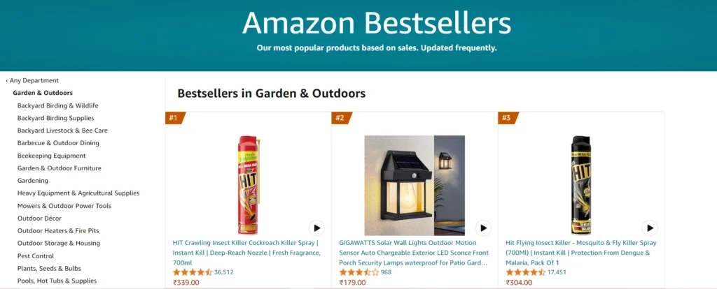 Most popular Amazon selling items - Garden and Outdoors