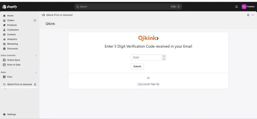 Shopify API integration verification code