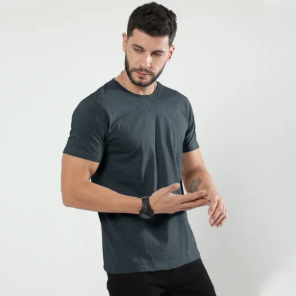 Navy Melange basic t shirt qikink