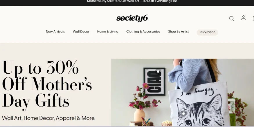 Society6 Platform for selling Print on Demand Home Decor-Qikink