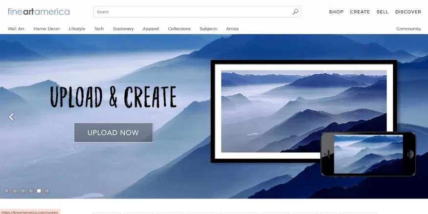 Fineartamerica platform offer Print on Demand Services for Photographers - Qikink