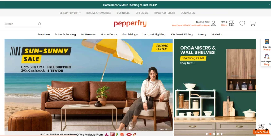 Pepperfry Platform for selling Print on Demand Furniture - Qikink