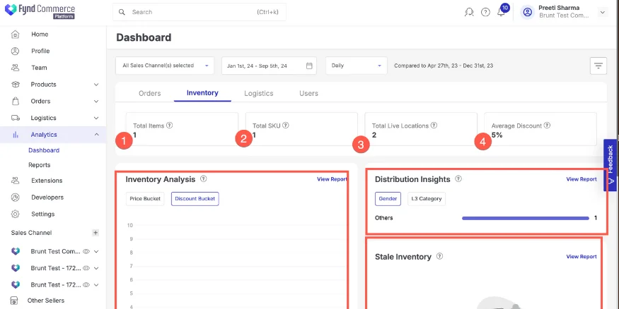 User Interface of Fynd platform - Qikink