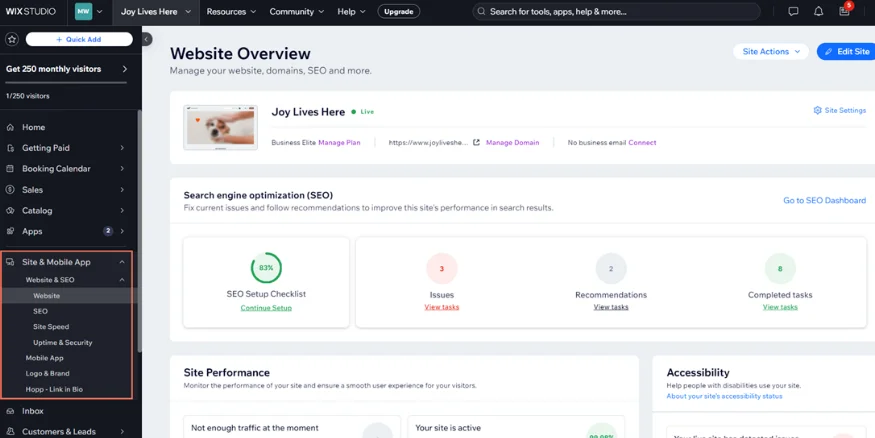 User Interface of WixStudio platform - Qikink