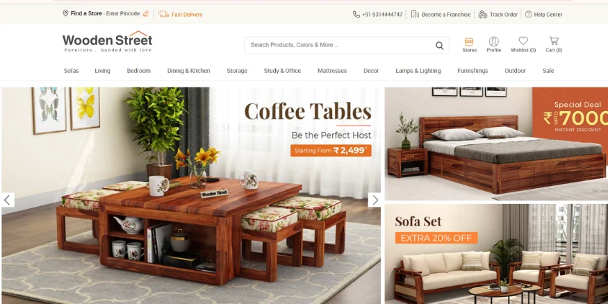 Wooden Street Platform for selling Print on Demand Furniture - Qikink