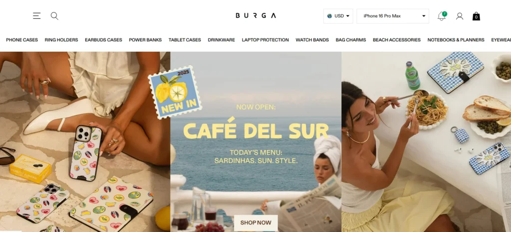 Dropshipping website examples - Burga