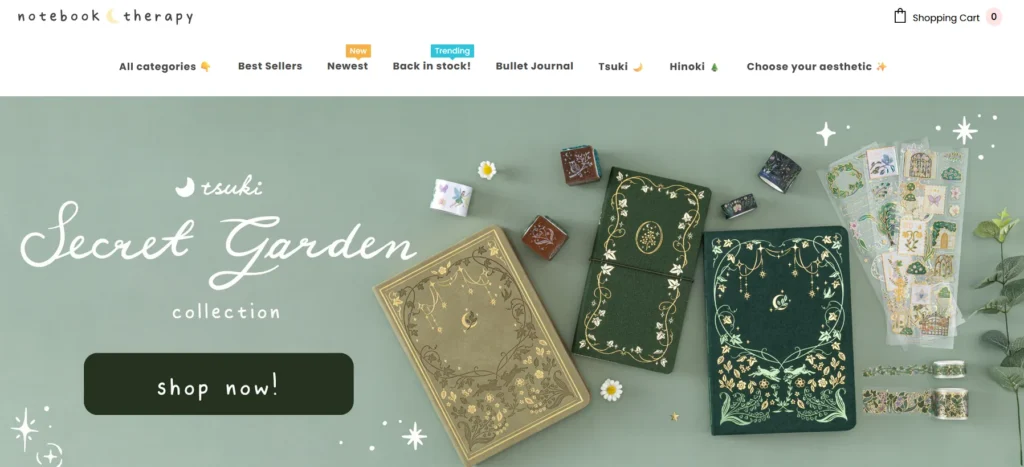 Dropshipping website examples - Notebook therapy