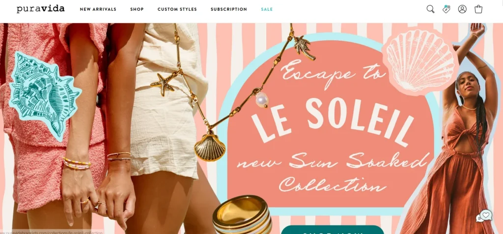 Dropshipping website examples - Pura Vida