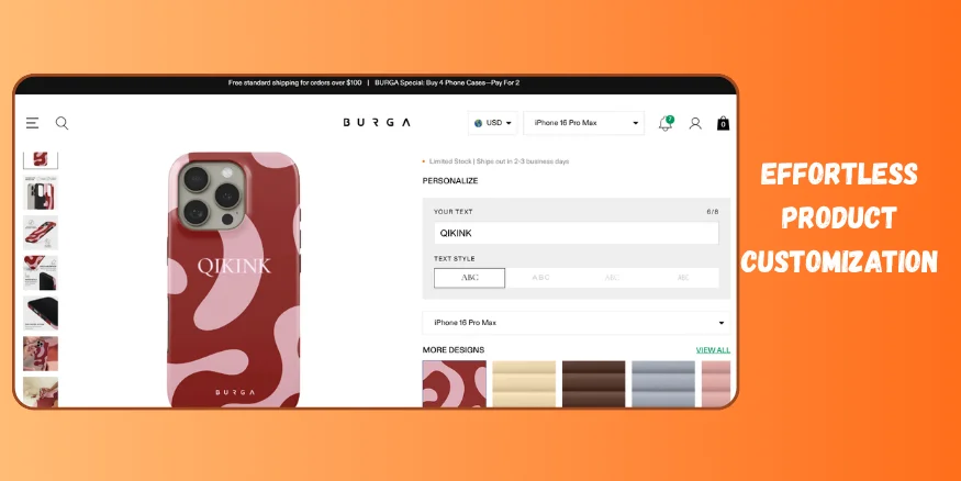 Burga Effortless product customization-qikink