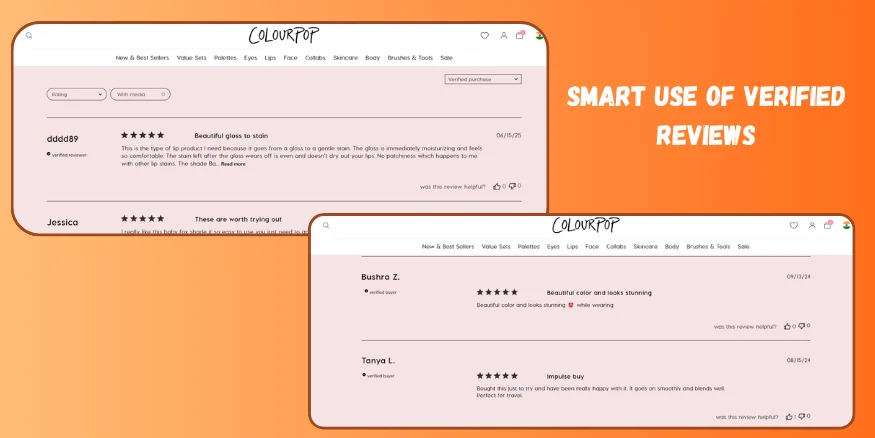 Colourpop Smart use of verified reviews-qikink