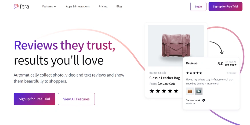 Fera.ai Shopify app for reviews & social proof - Qikink