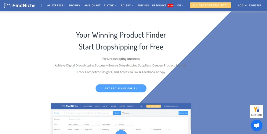 FindNiche Product research shopify app - Qikink