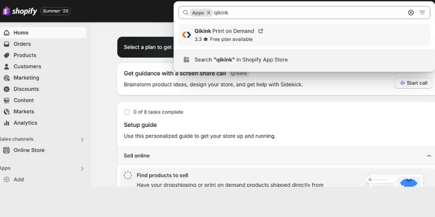 Find Qikink for Shopify dropshipping