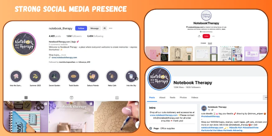 Notebook Therapy strong social media presence-qikink