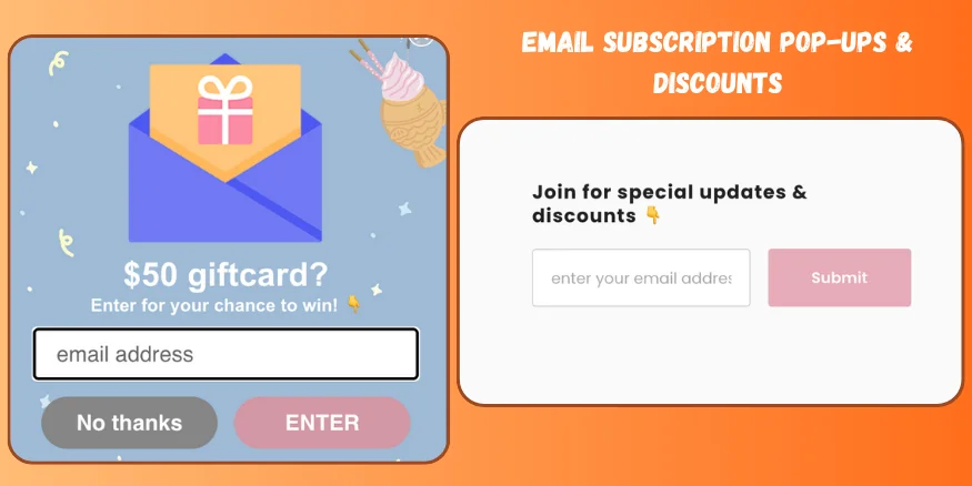 email subscrption pop-pups and discounts of Notebook Therapy