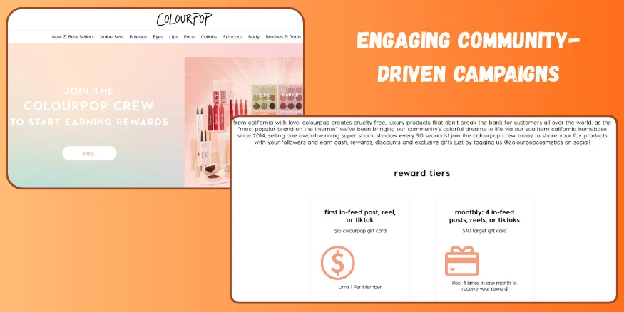 engaging community driven campaigns of colourpop