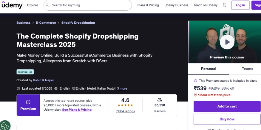 The Complete Shopify Dropshipping Masterclass - Udemy - Qikink