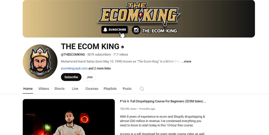 The Ecom King’s Free YouTube Course - Qikink