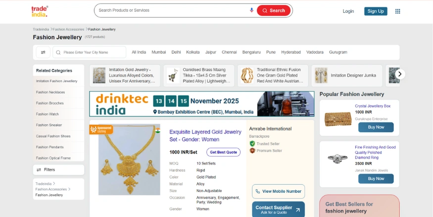 TradeIndia jewelry dropshipping supplier - Qikink