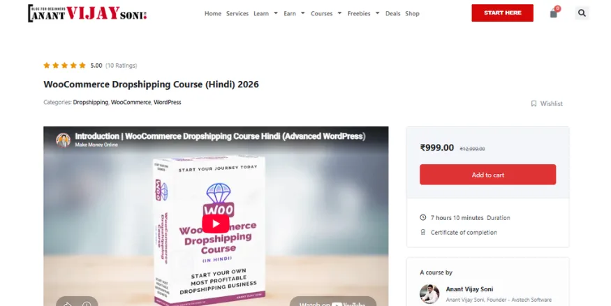 Anant Vijay Soni Hindi dropshipping course Qikink