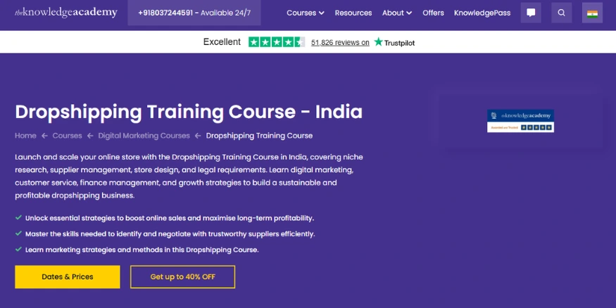 The Knowledge Academy dropshipping course in India Qikink