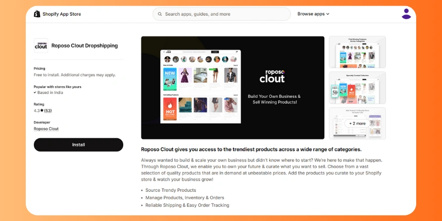 Download Roposo clout dropshipping app -qikink