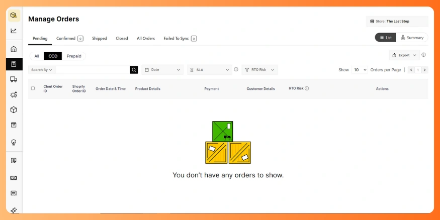Manage orders tab in Roposo clout -qikink