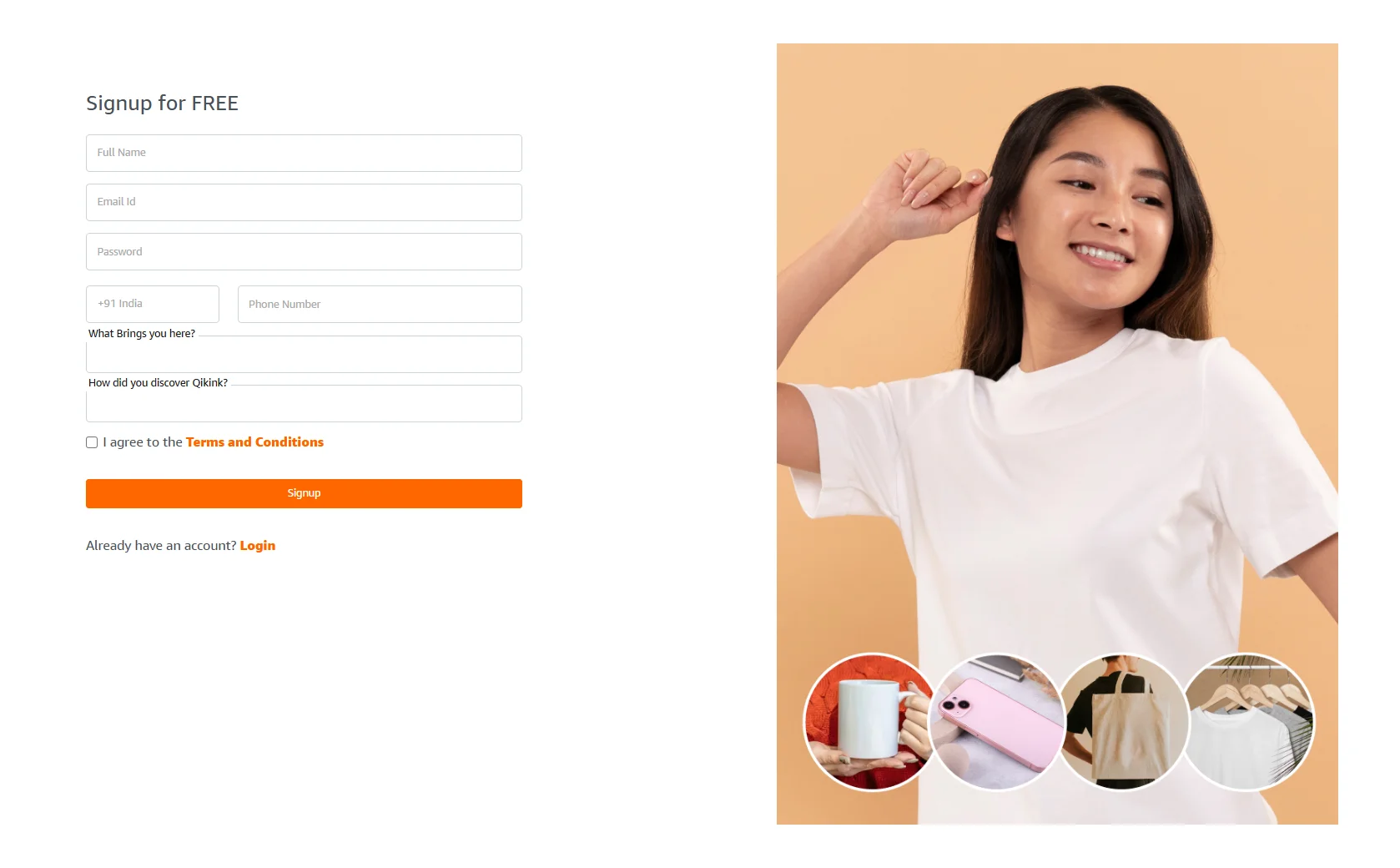 Qikink sign up page for free Qikink sign up page for free