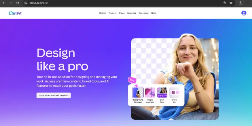 Canva pro homepage Qikink