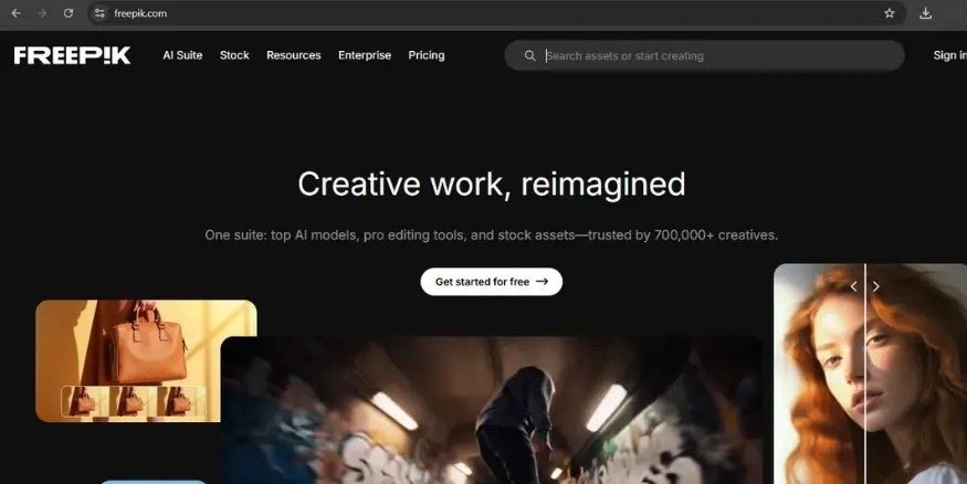 Freepik Homepage Qikink