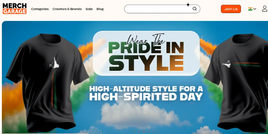 Merch Garage website - Qikink