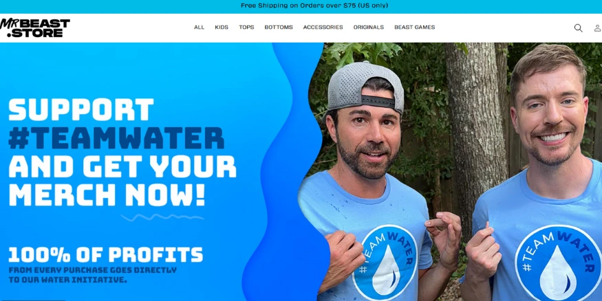 MrBeast website - Qikink