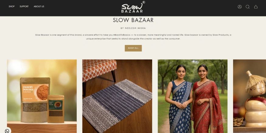 SlowBazaar website - Qikink