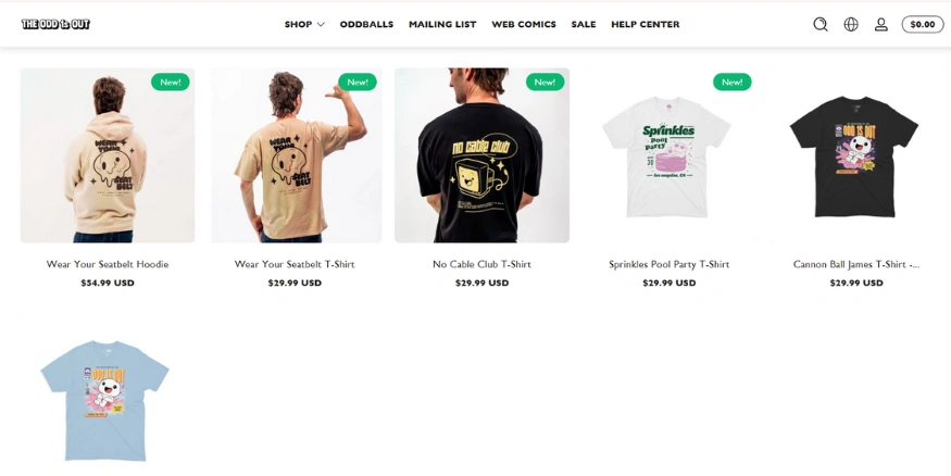 TheOdd1sOut website - Qikink